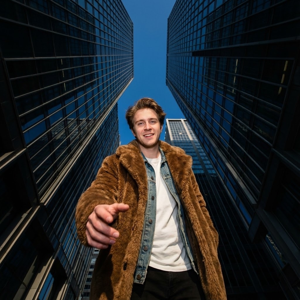 Dramatic Low-Angle Urban Fashion Portrait
