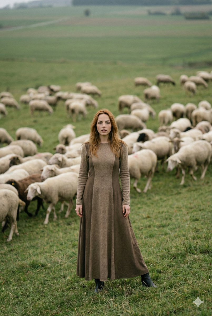 Elegant Pastoral Portrait with Modern Fashion