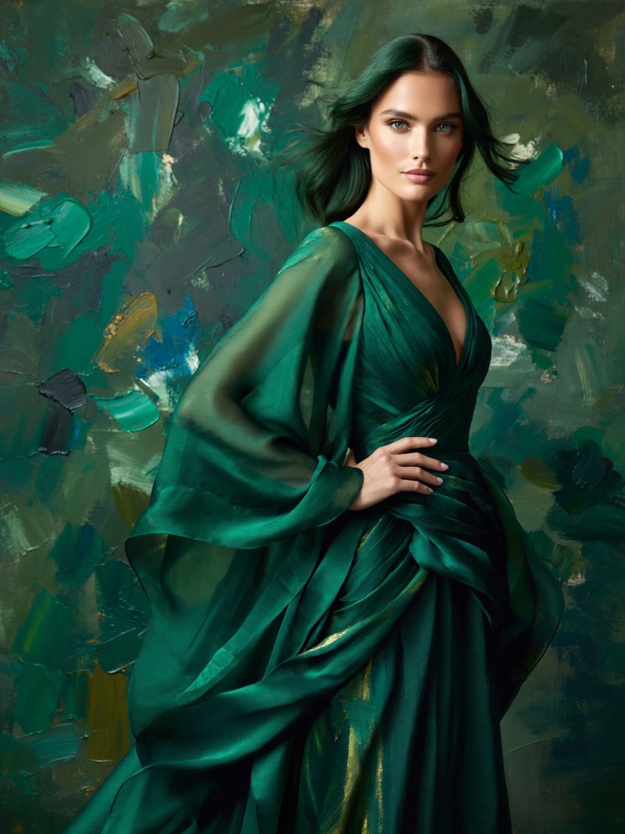 Emerald Winter Fashion Portrait