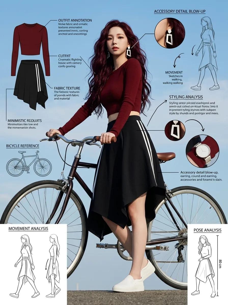 Fashion Sketch Sheet: Woman by Bicycle Editorial