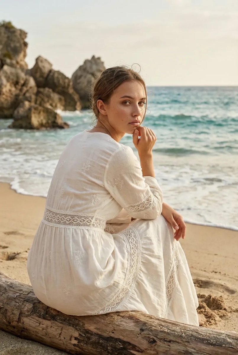 Free AI Prompt: Cinematic Beach Portrait at Golden Hour | Photographer's Dream