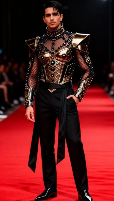 Futuristic Met Gala Menswear: Armor-Inspired Couture Look