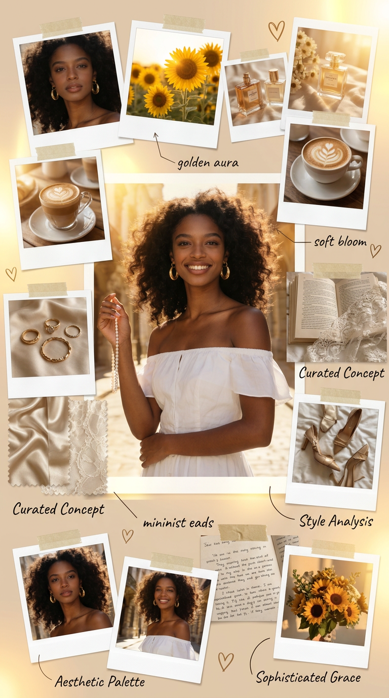 Golden Aura Fashion Mood Board Collage – Elegant & Chic