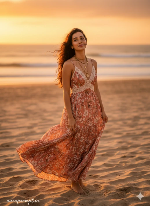 Golden Hour Bohemian Beach Sunset Look