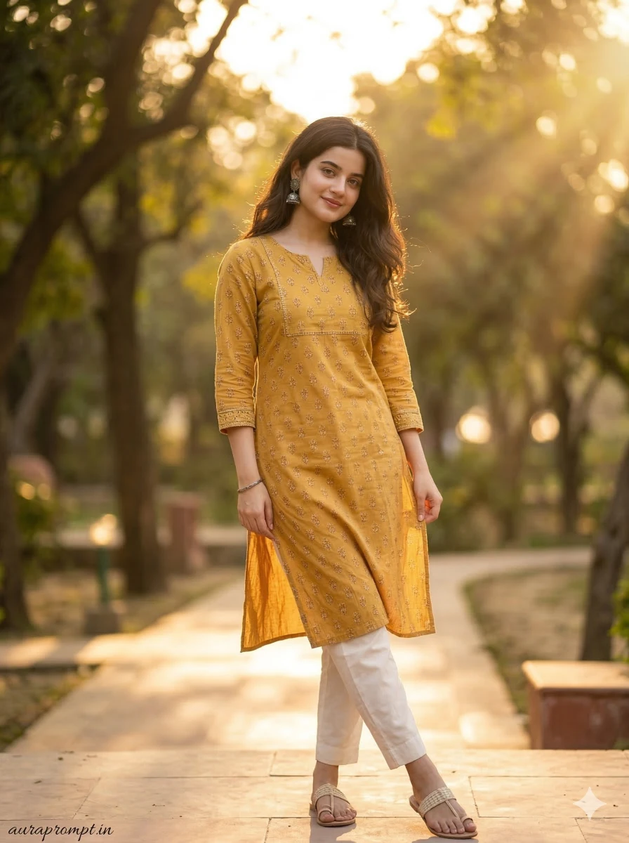 Golden Hour Indian Girl in Kurti Fashion Portrait