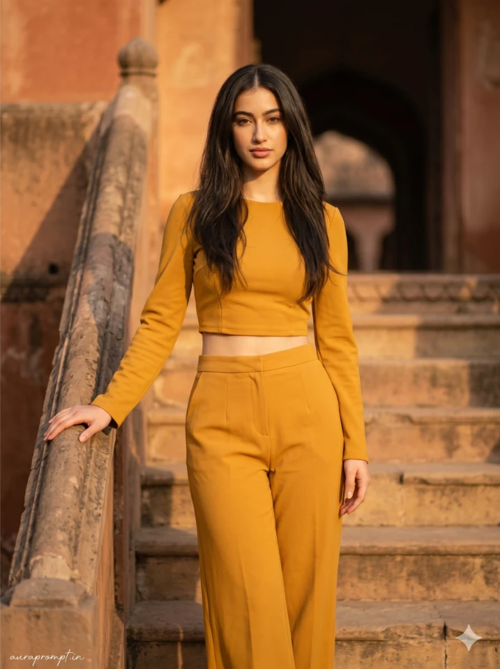 Golden Hour Indian Woman Fashion Editorial Prompt 2025