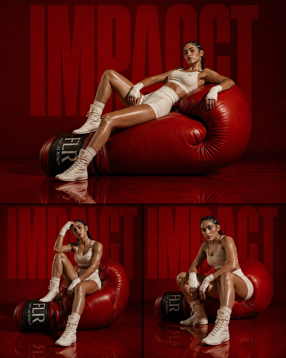 High-Fashion Editorial Triptych - Female Boxer Inspired