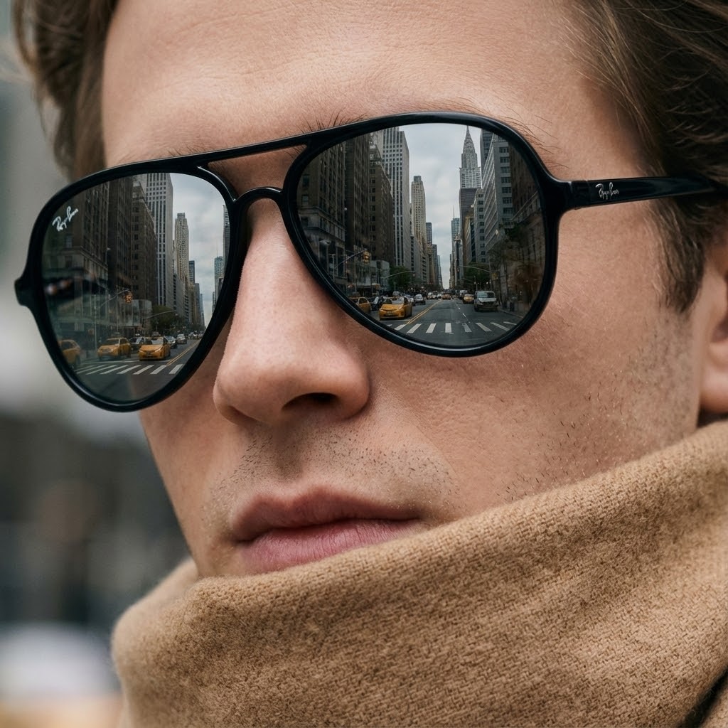High-Fashion NYC Aviator Sunglasses Editorial Portrait