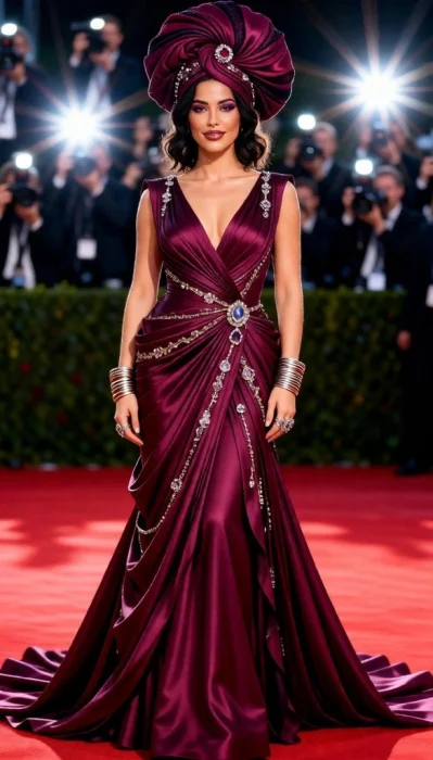 Hyper-Realistic Met Gala Plum Couture