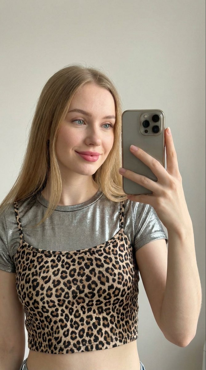 Leopard Chic Close-Up: Regal Portrait of a Radiant Lady