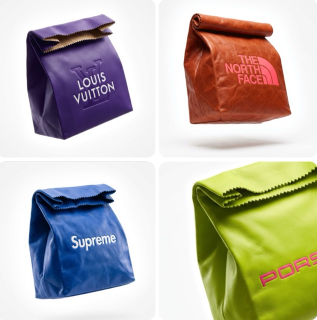 Luxury Leather Clutch in Paper Bag Shape