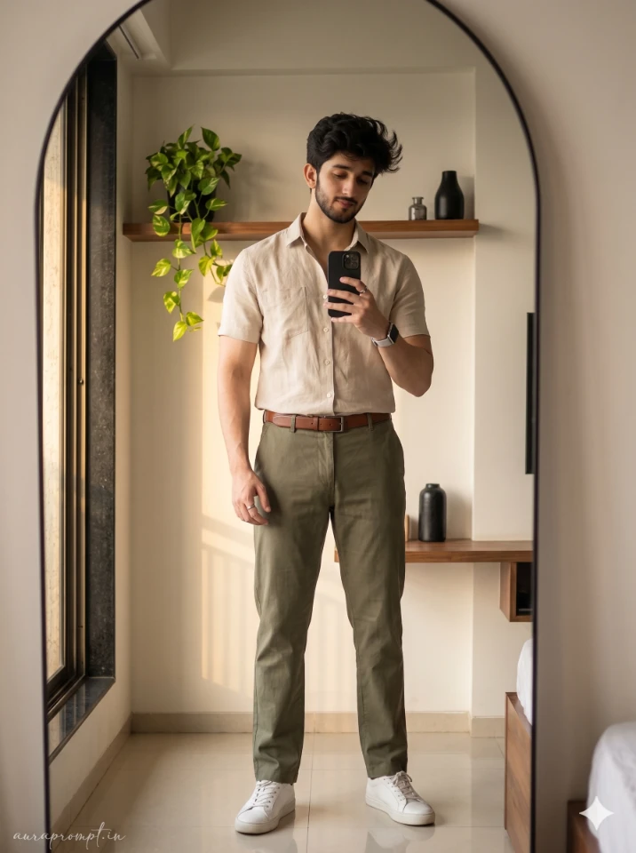 Minimalist Mirror Selfie of Indian Man – Fashion Editorial