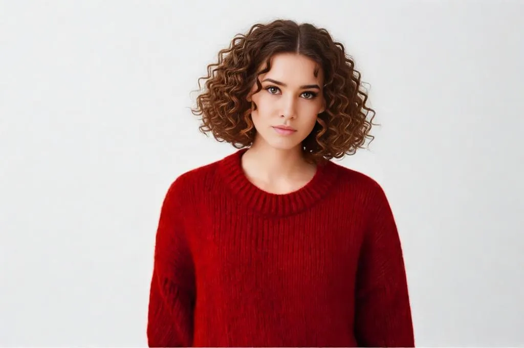 Natural Curly Bob with Middle Part - Realistic Hairstyle
