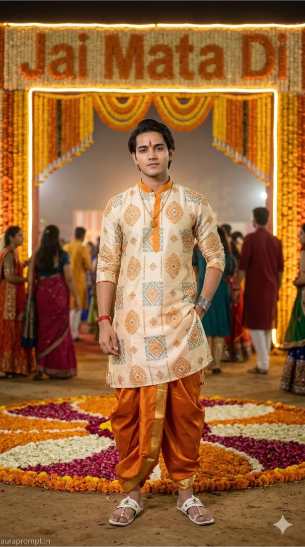 Navratri 2026 AI Fashion Portrait – Indian Man at Garba Ground