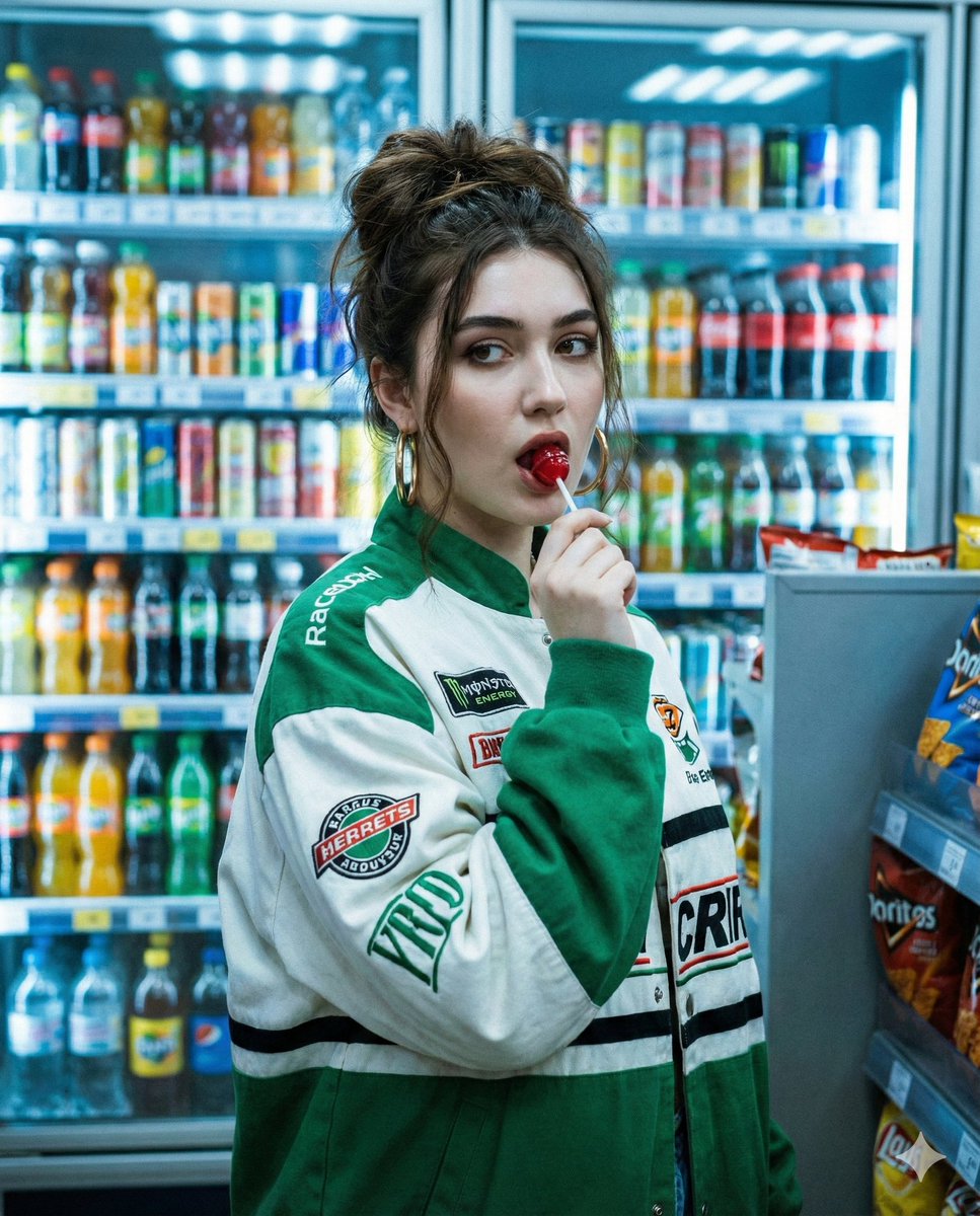 Preset AI Image Prompt for Y2K Retro Style Portrait in a Convenience Store