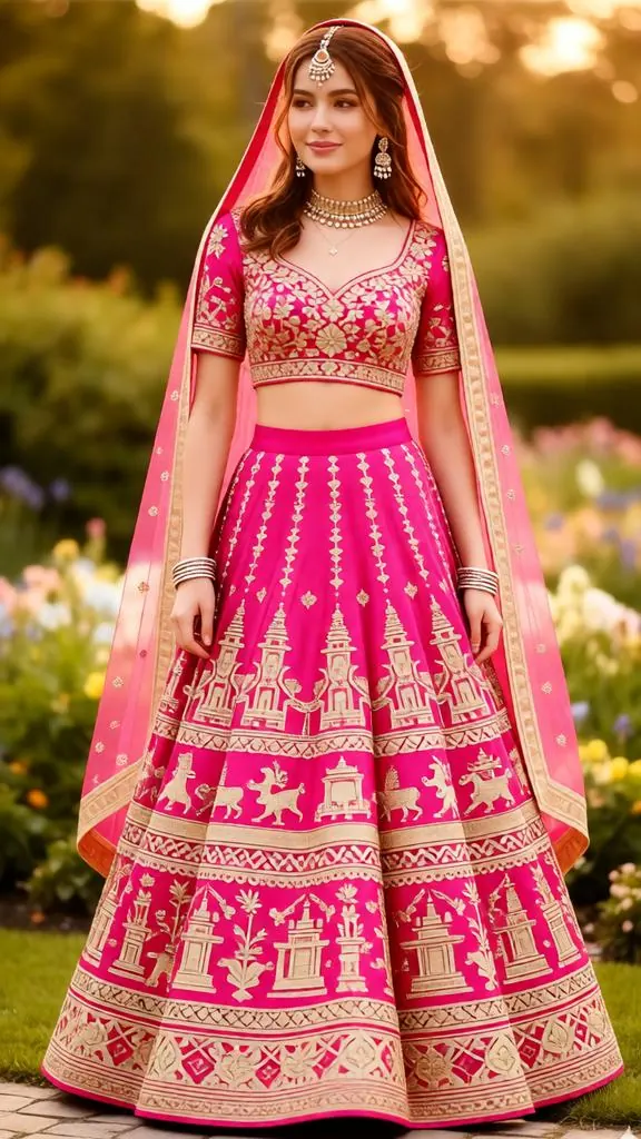 Rani Pink Bridal Lehenga AI Prompt