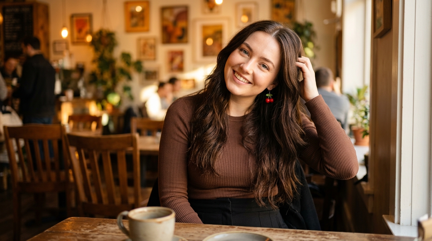 Realistic Portrait of Smiling Young Woman