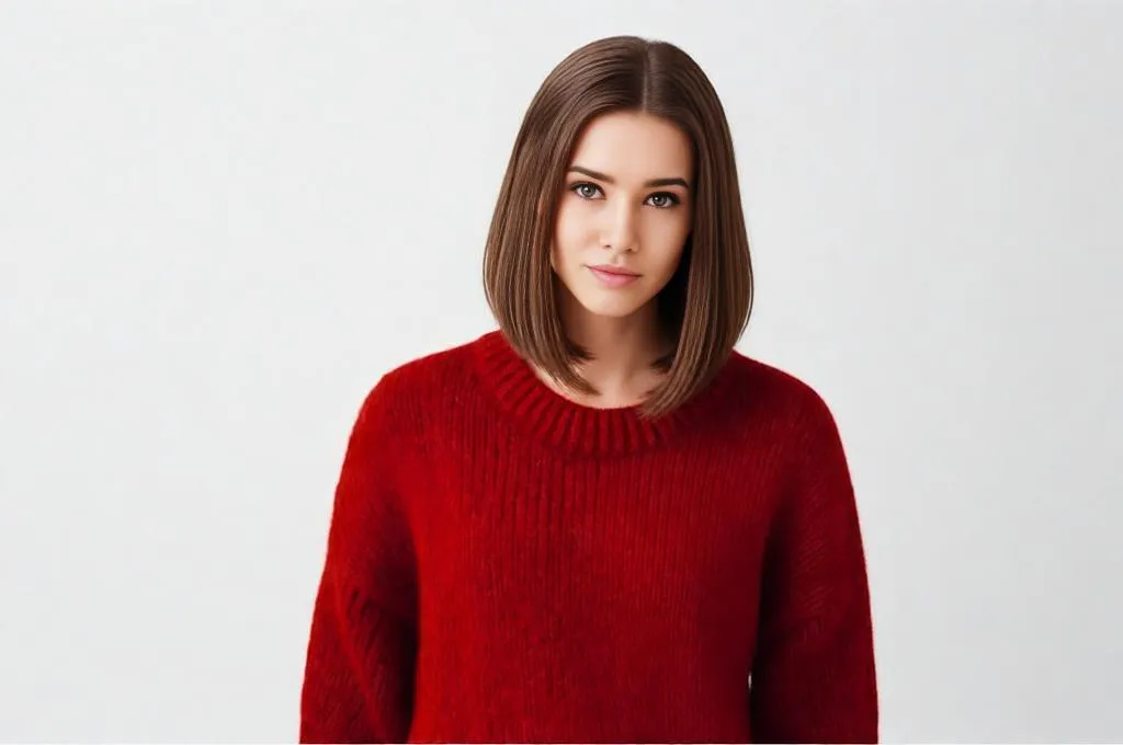 Realistic Sleek Bob Haircut with Soft Volume and Sharp Edges
