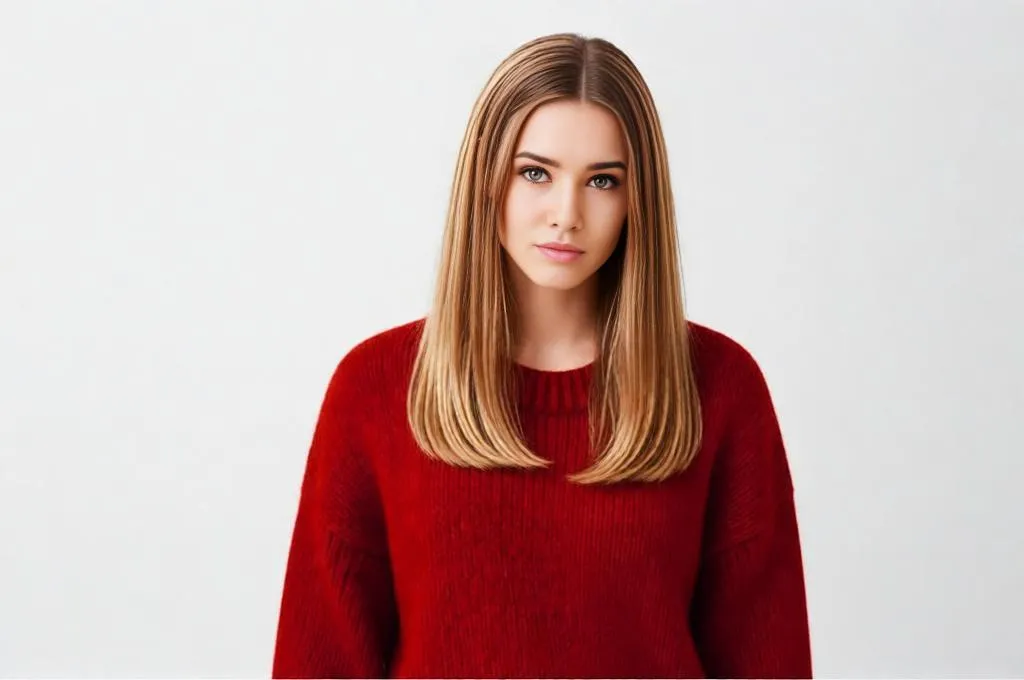 Realistic Straight Shoulder Style with Silk Middle Part