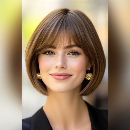 Sharp Bob with Bangs: Clean, Polished Look