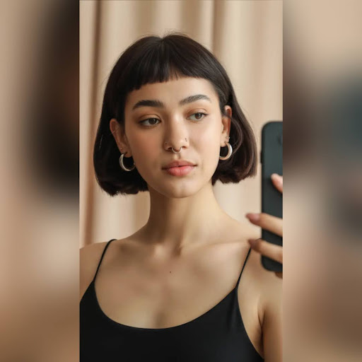 Short Bold Micro Bangs Perfect for Oval Faces