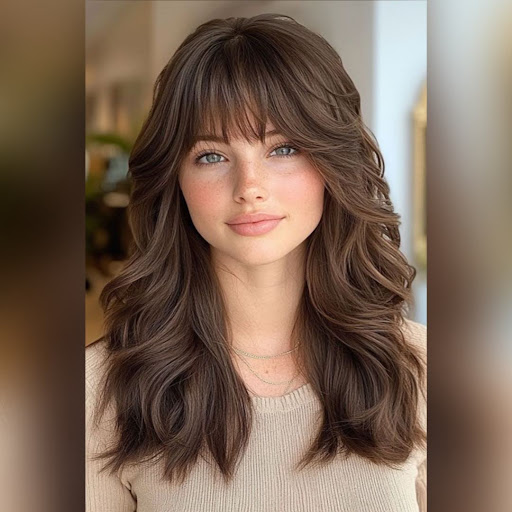 Soft Bangs & Long Layers: Perfect Oval Face Haircut