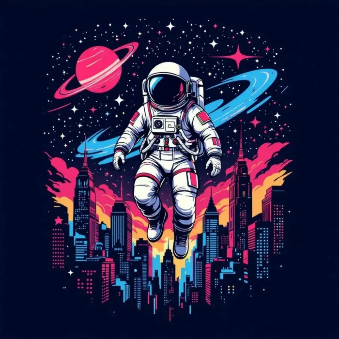 Space Astronaut T-Shirt Art - Urban Cosmos Design