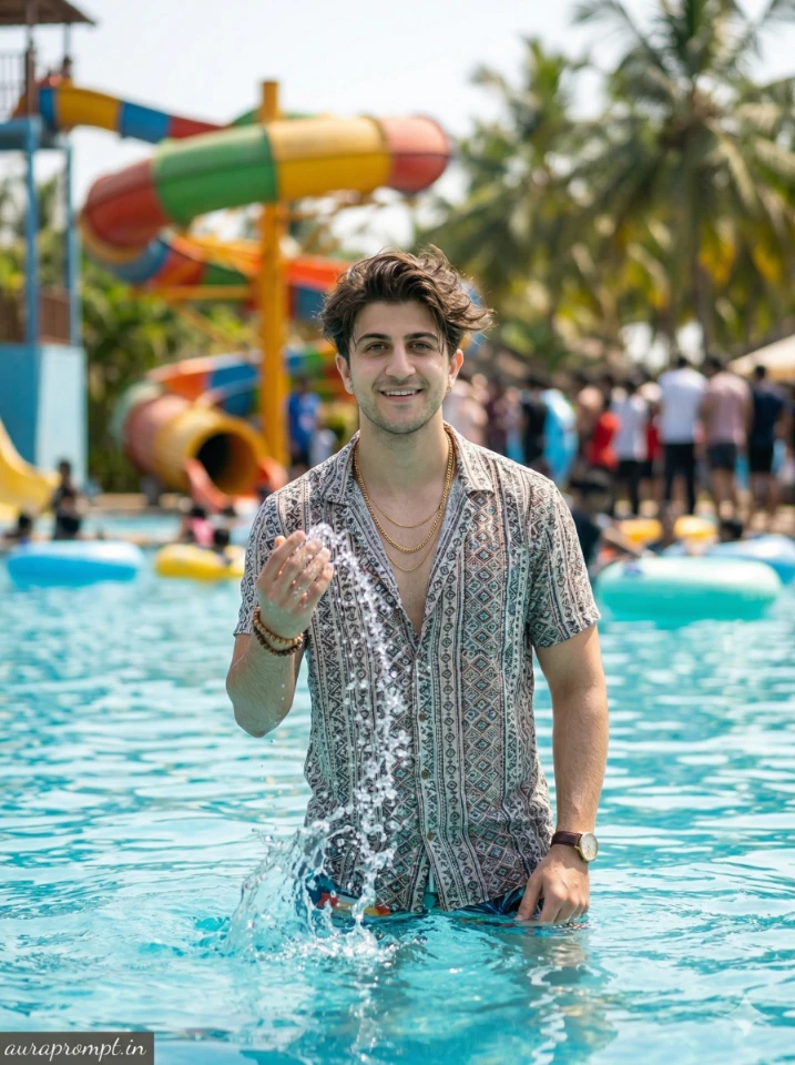 Streetwear Tropical Water Park AI Photo Editing