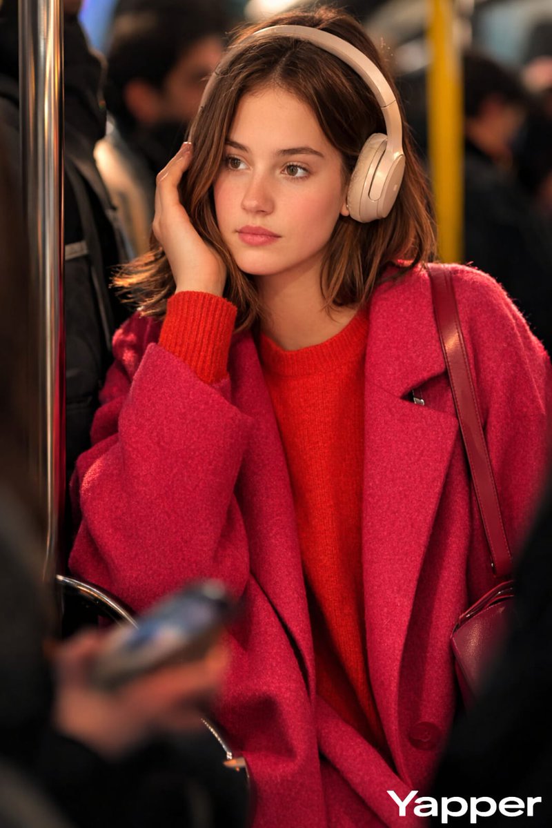 Woman in Luxury Headphones on Metro