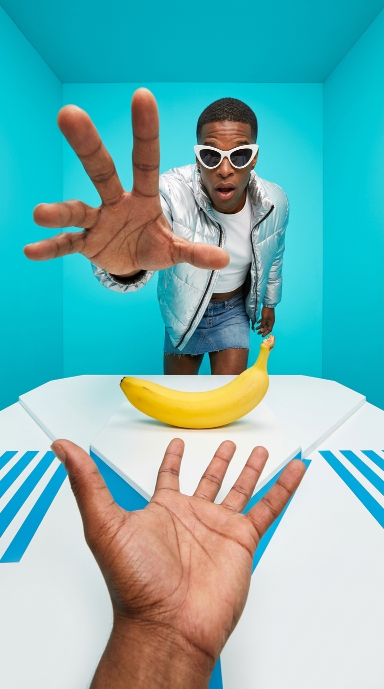 Y2K Retro-Futuristic Banana Fashion Ad Photography