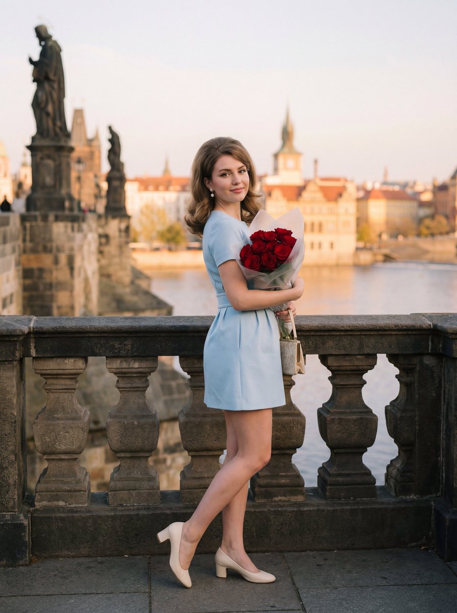 1960s Roses on Prague Bridge Editorial