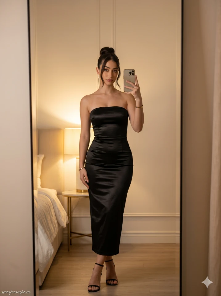 8K Cinematic Mirror Selfie Prompt for Elegant Women