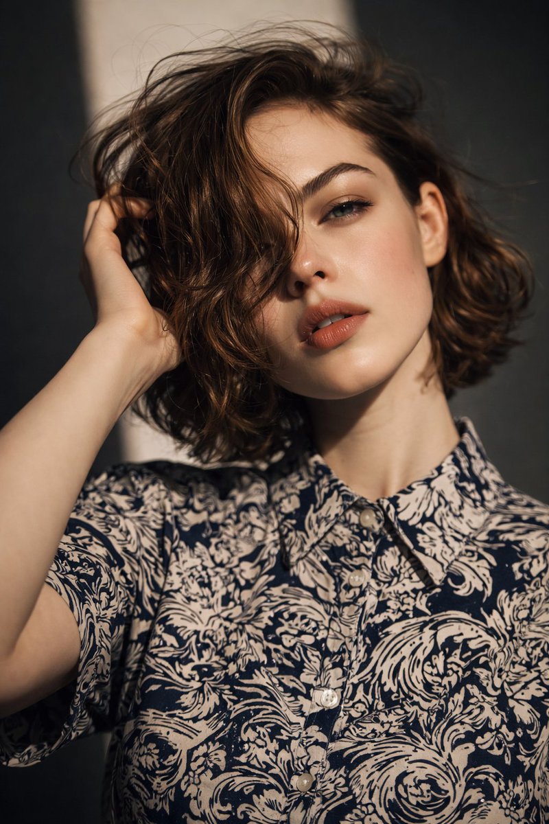 8K Photorealistic Portrait of Young Woman with Wavy Hair