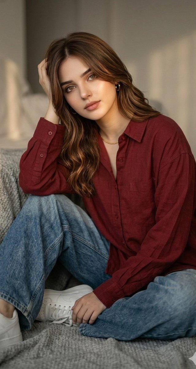 AI Portrait Prompt: Moody Red-Toned Young Woman