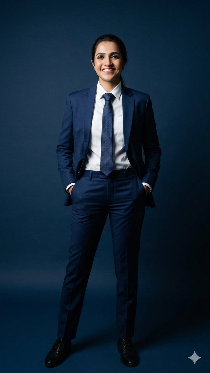 AI Prompt for Business Woman Portrait in Navy Suit