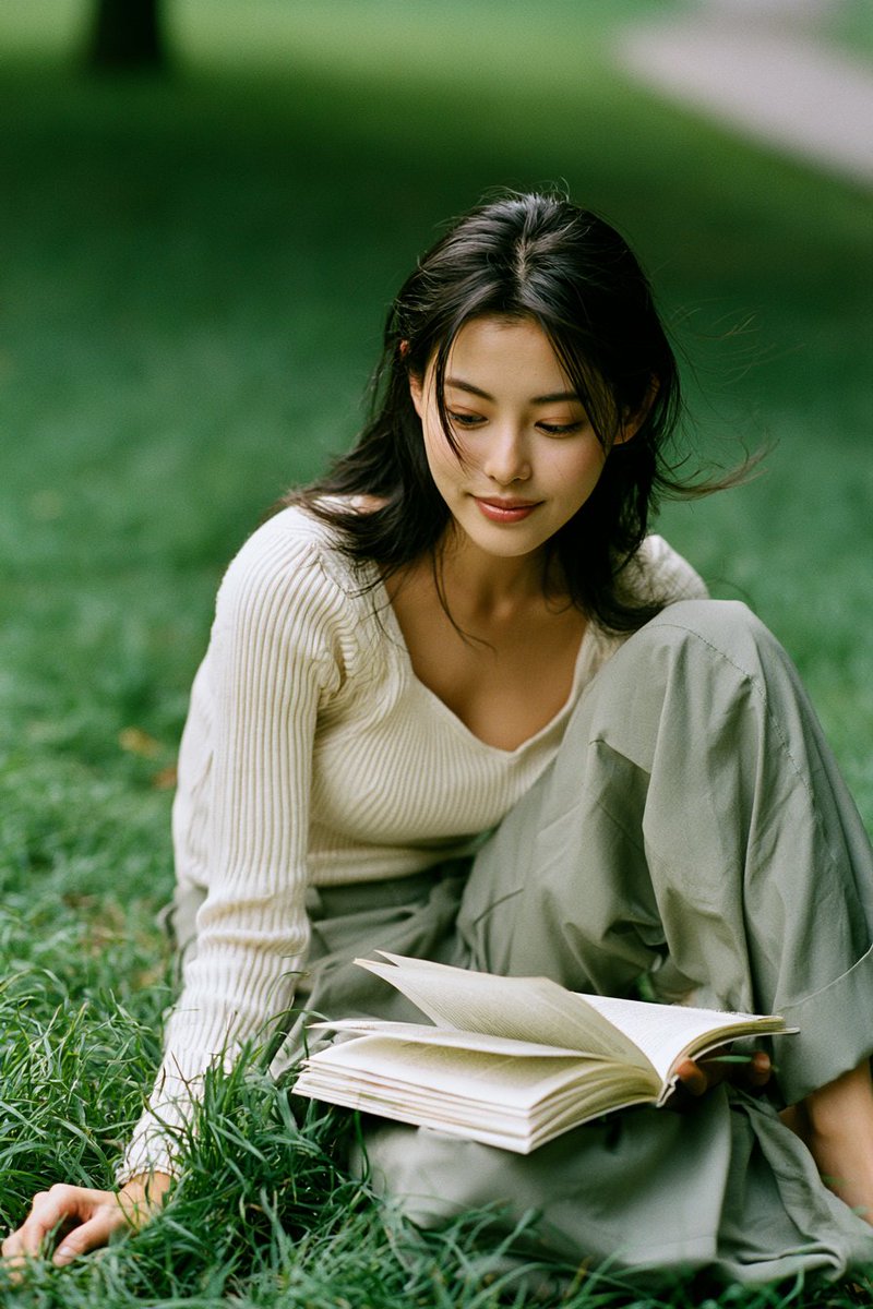 AI Prompt for Candid City Park Reading Portrait Photo