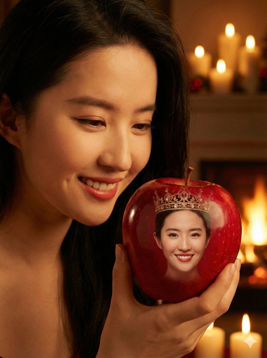 AI Prompt for Cinematic Apple Portrait Photography with Golden Crown Effect