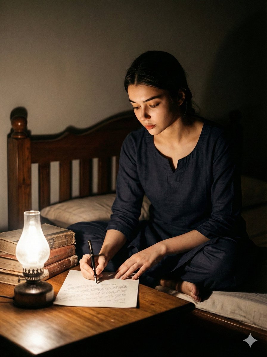 AI Prompt for Cinematic Black and White Portrait of a Writer - Late Night Authorship