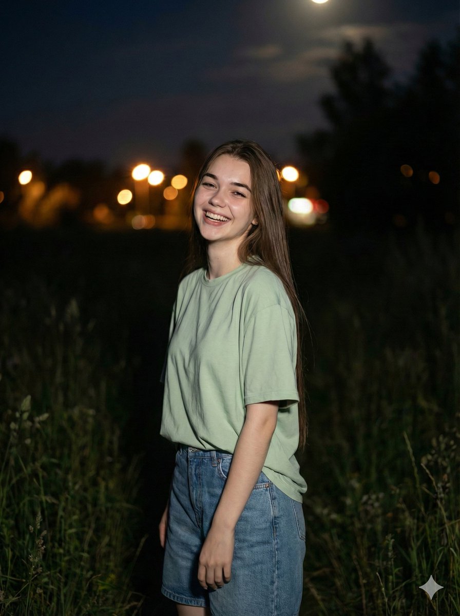 AI Prompt for Cinematic Portrait of Young Woman at Night