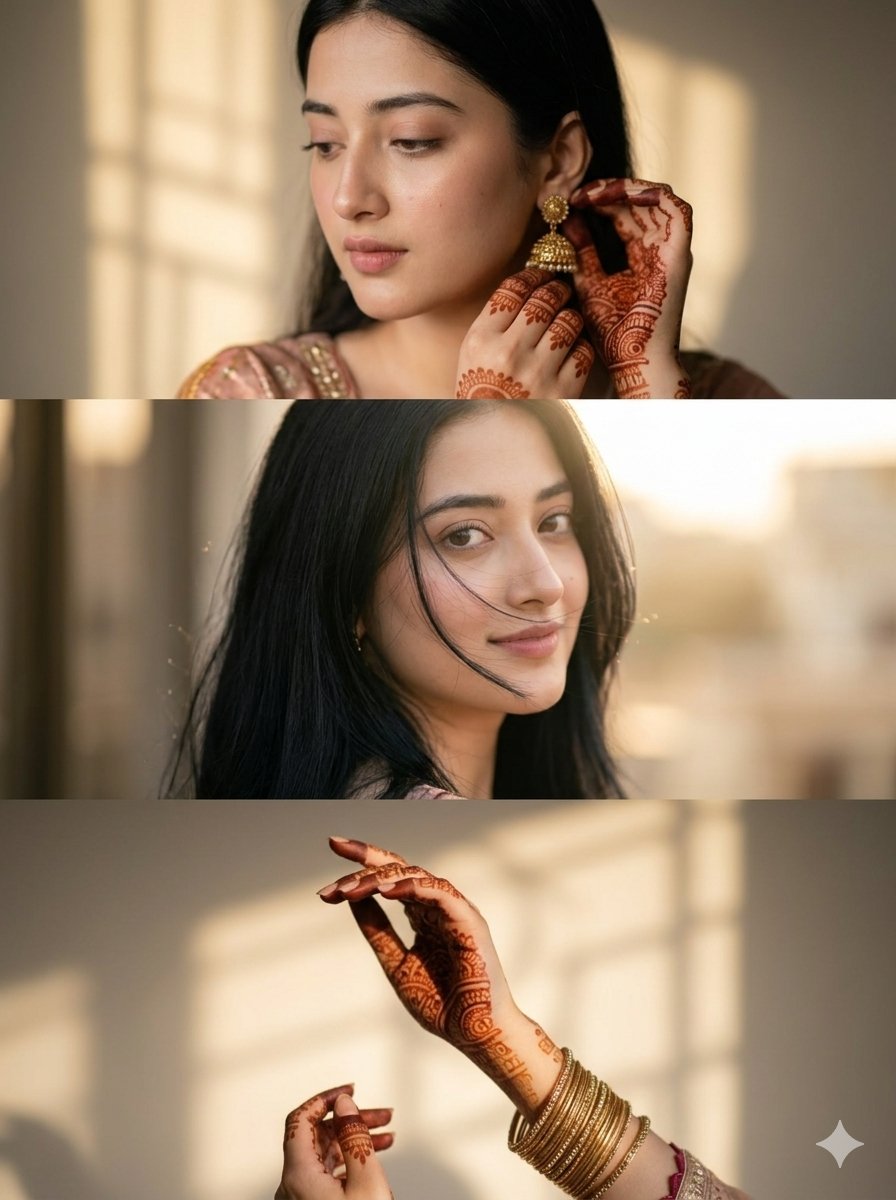 AI Prompt for Cinematic South Asian Woman Portrait Collage