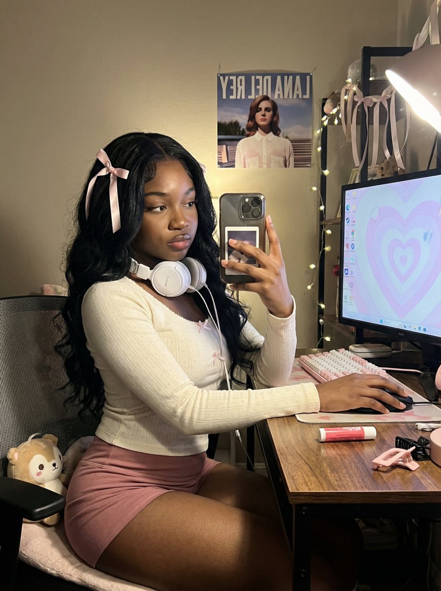 AI Prompt for Coquette Gamer Girl Portrait Image Generation