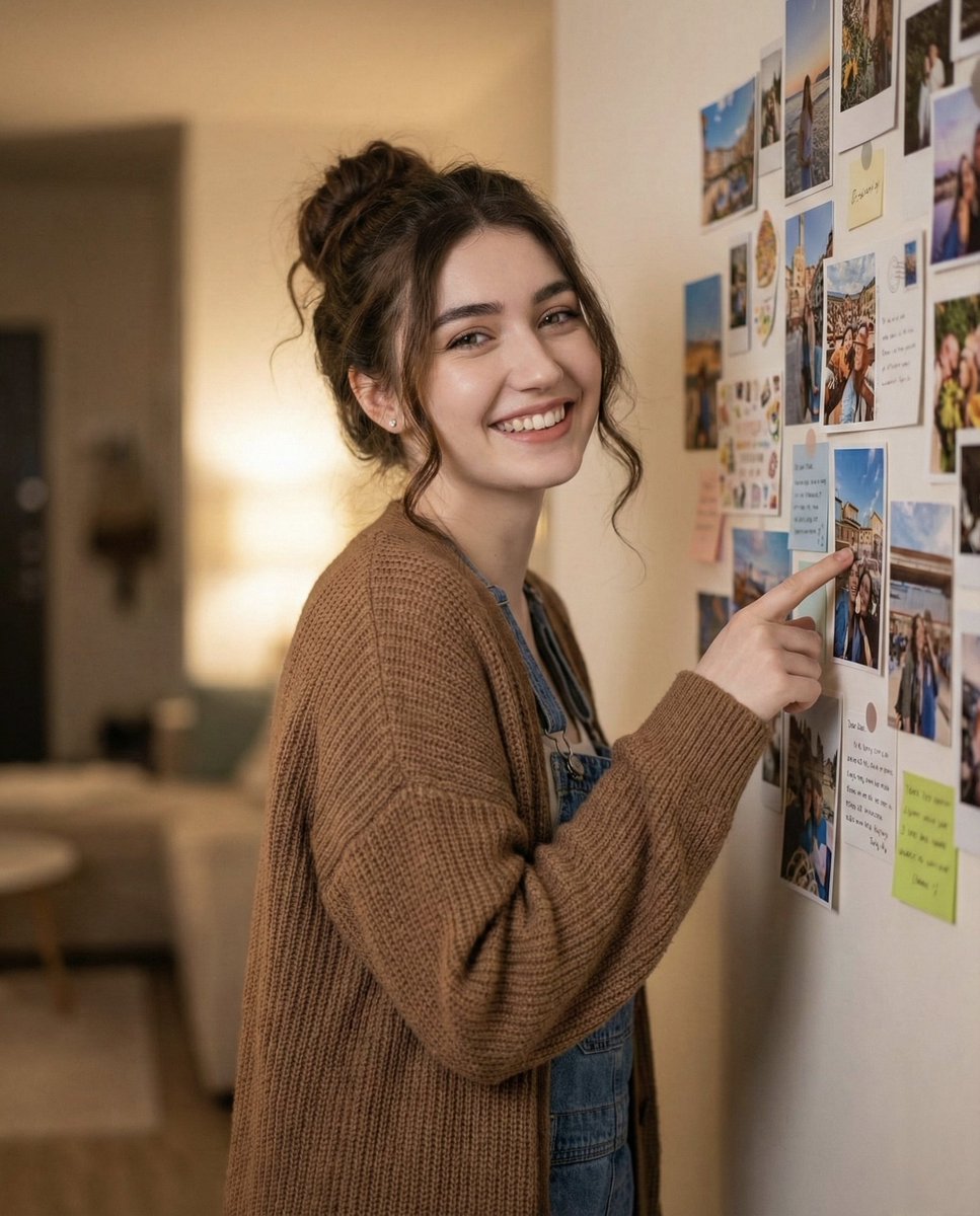 AI Prompt for Cozy Indoor Portrait with Joyful Smile