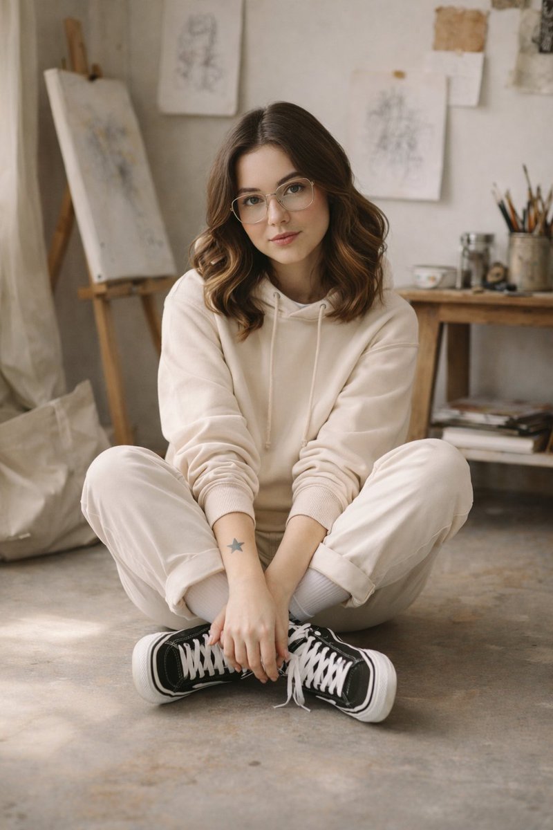 AI Prompt for Creating a Soft Art-School Aesthetic Photo of a Young Woman