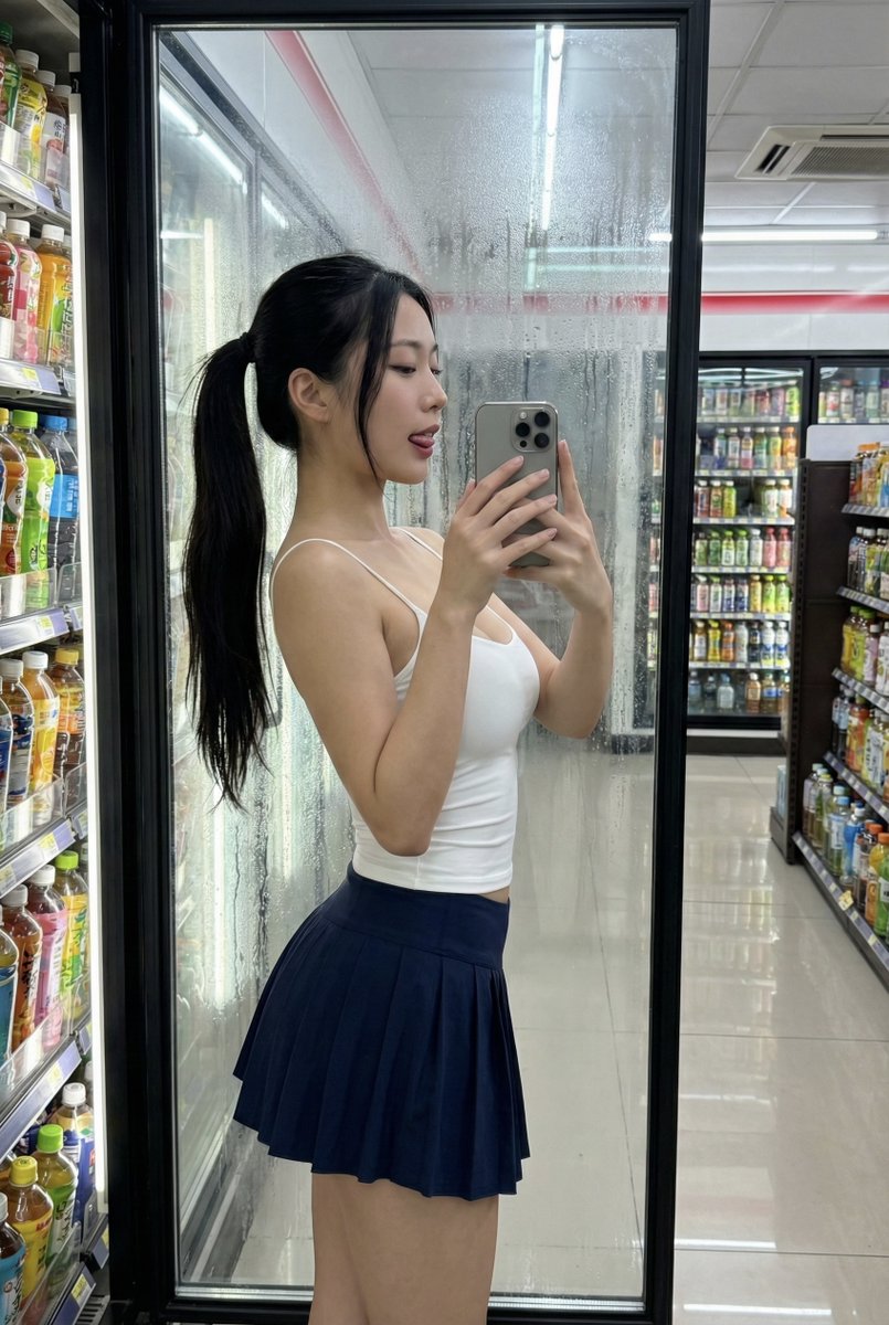 AI Prompt for Curvy Asian Female Portrait - Convenience Store Selfie