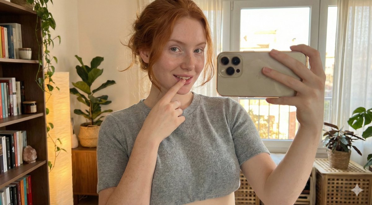 AI Prompt for Deep Focus Redhead Portrait with Copper Hair and Indoor Background