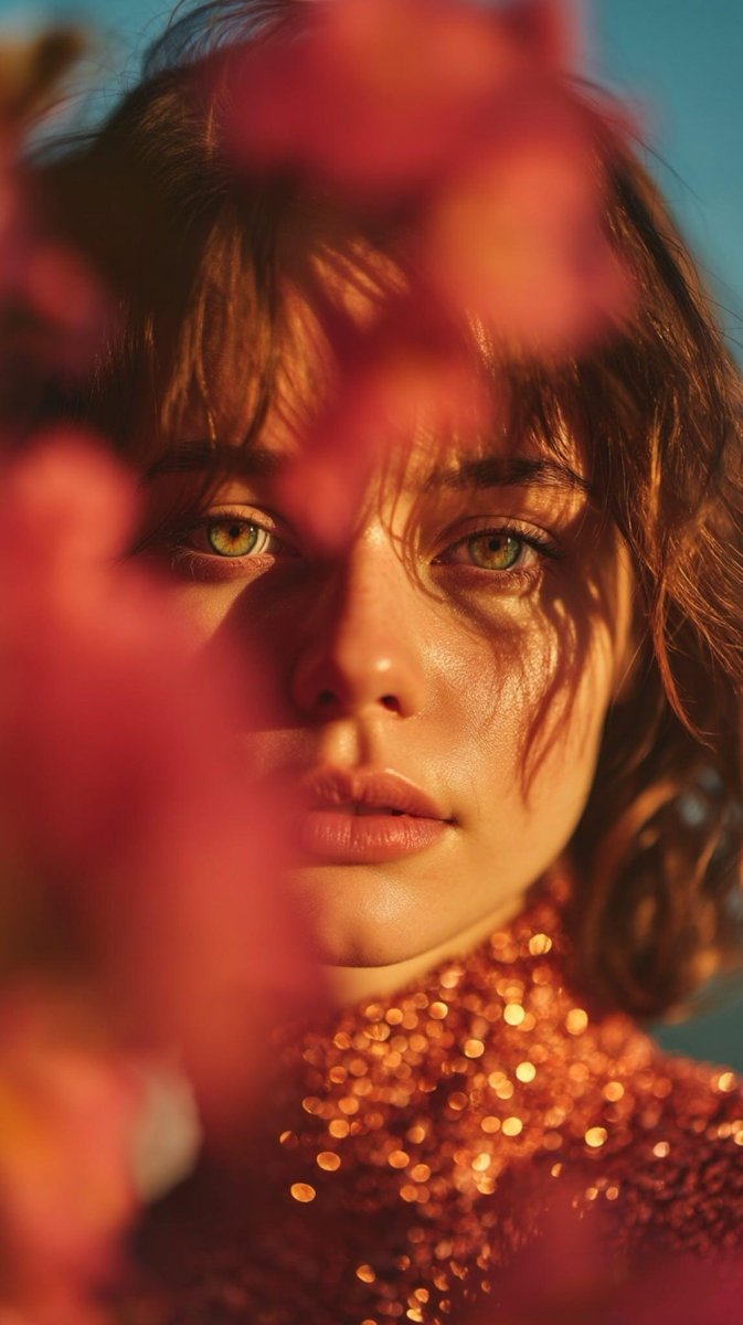 AI Prompt for Ethereal Portrait with Pink Blossoms - Golden Hour Photography