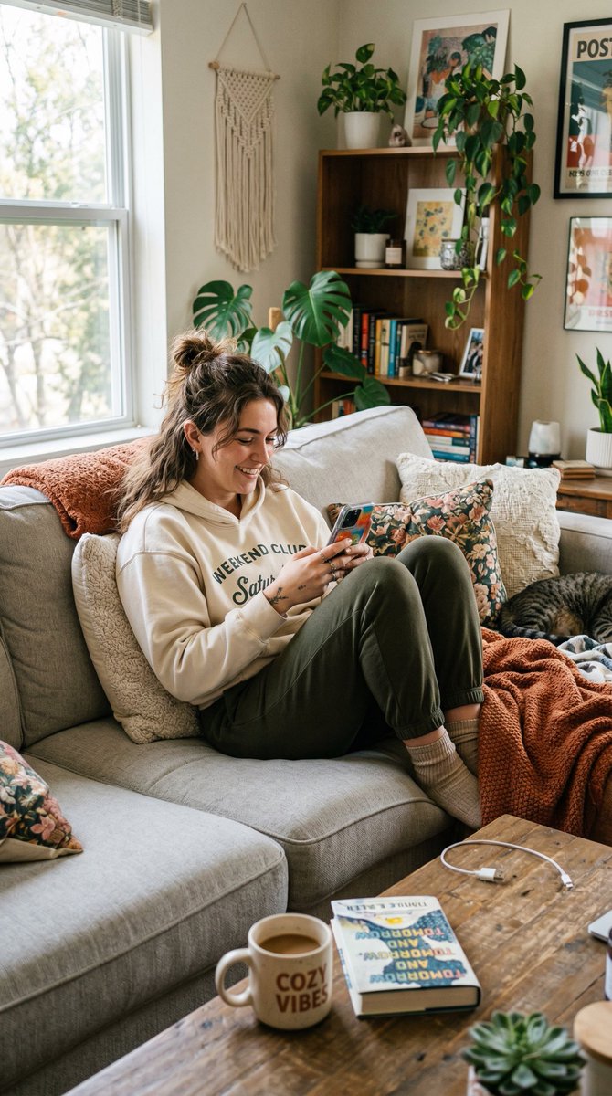 AI Prompt for Gen Z Female Portrait: Couch Selfie