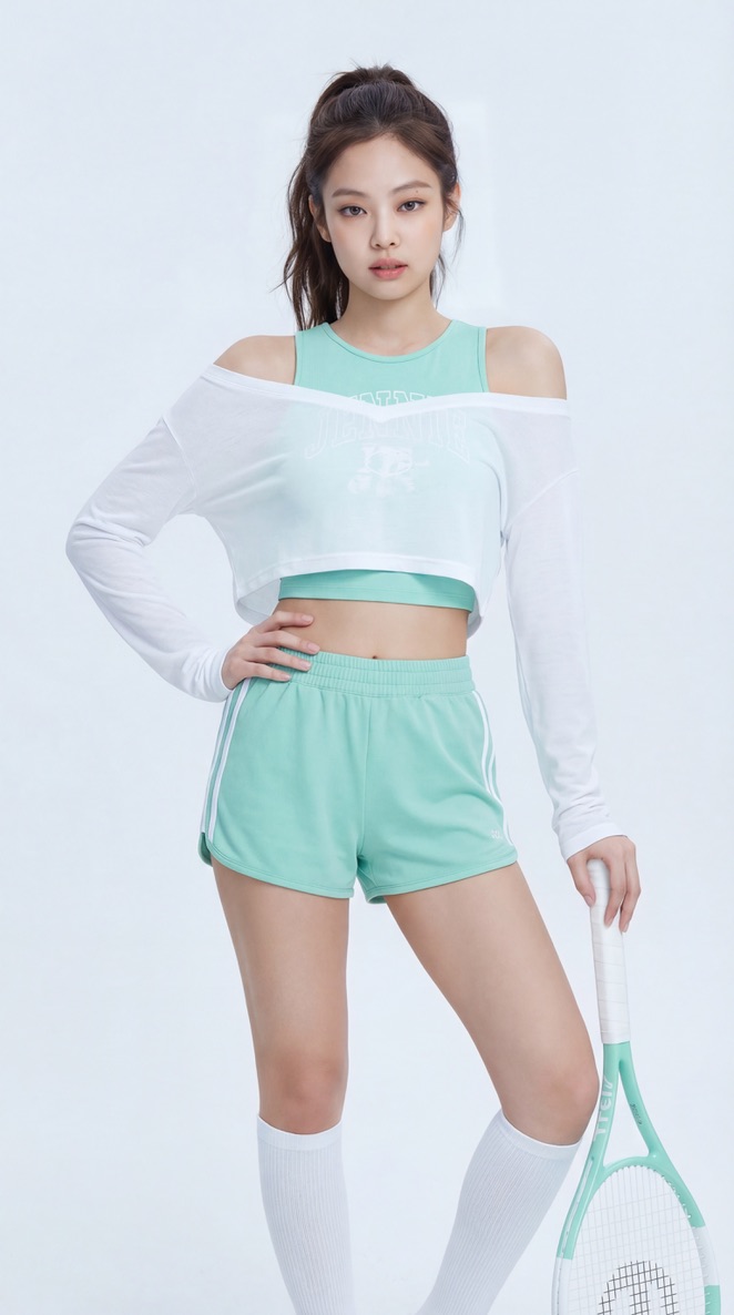 AI Prompt for Generating Rosé in Pastel Pink Tennis Outfit