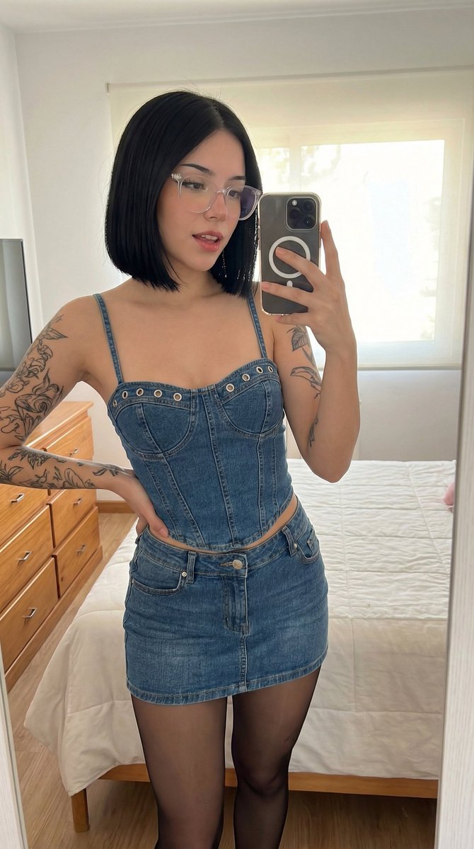 AI Prompt for Generating Ultra-High Resolution Denim Mirror Selfie Portraits
