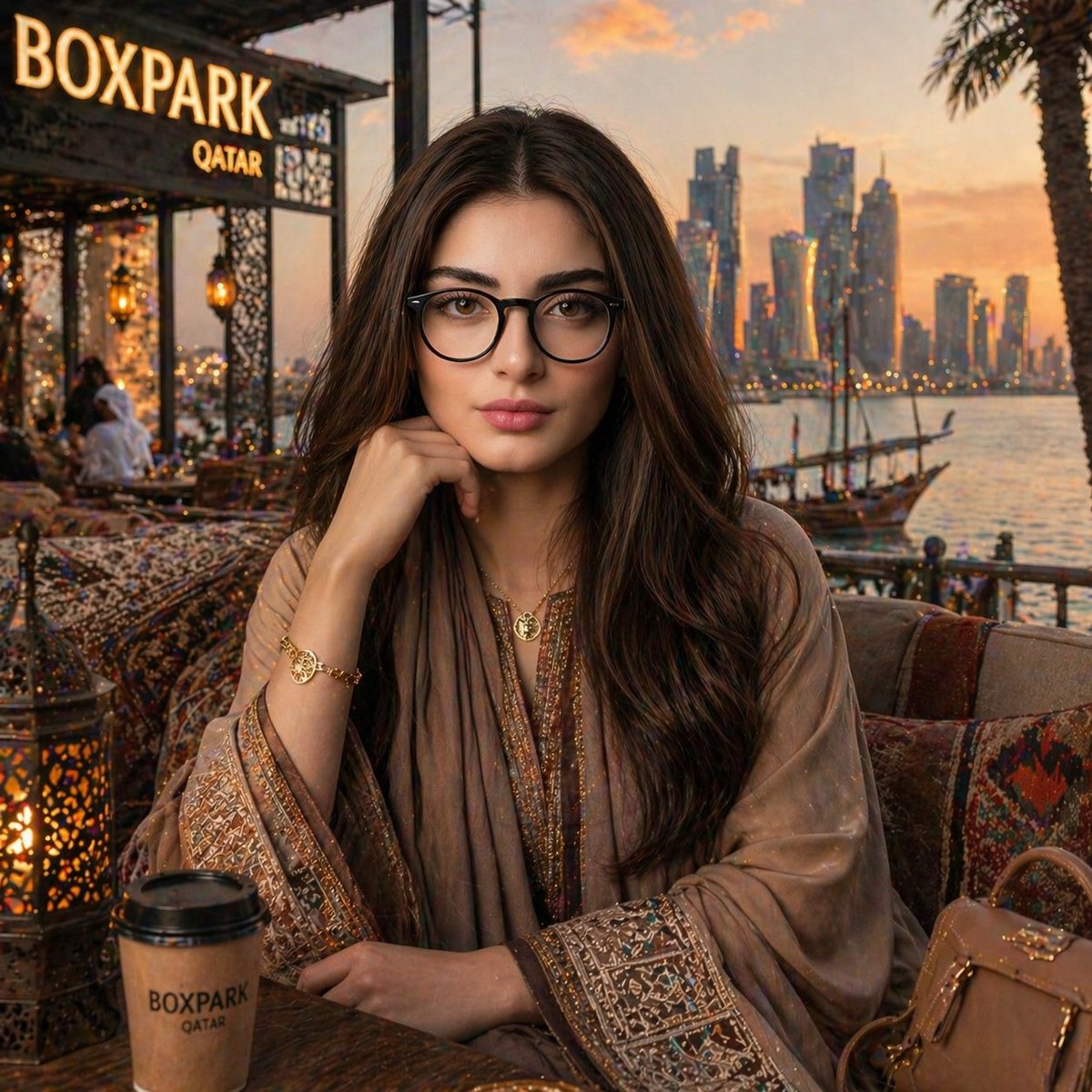 AI Prompt for Hyper-Realistic Luxury Portrait at Doha Waterfront